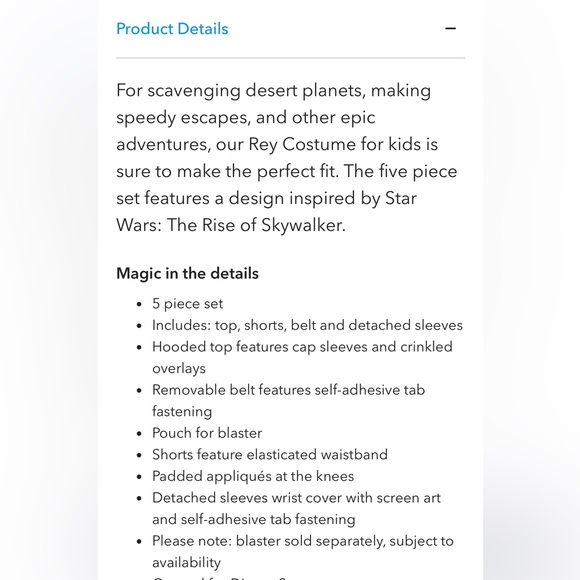 Authentic Disney Store Costume -Rey StarWars size 5/6 - Picture 15 of 16